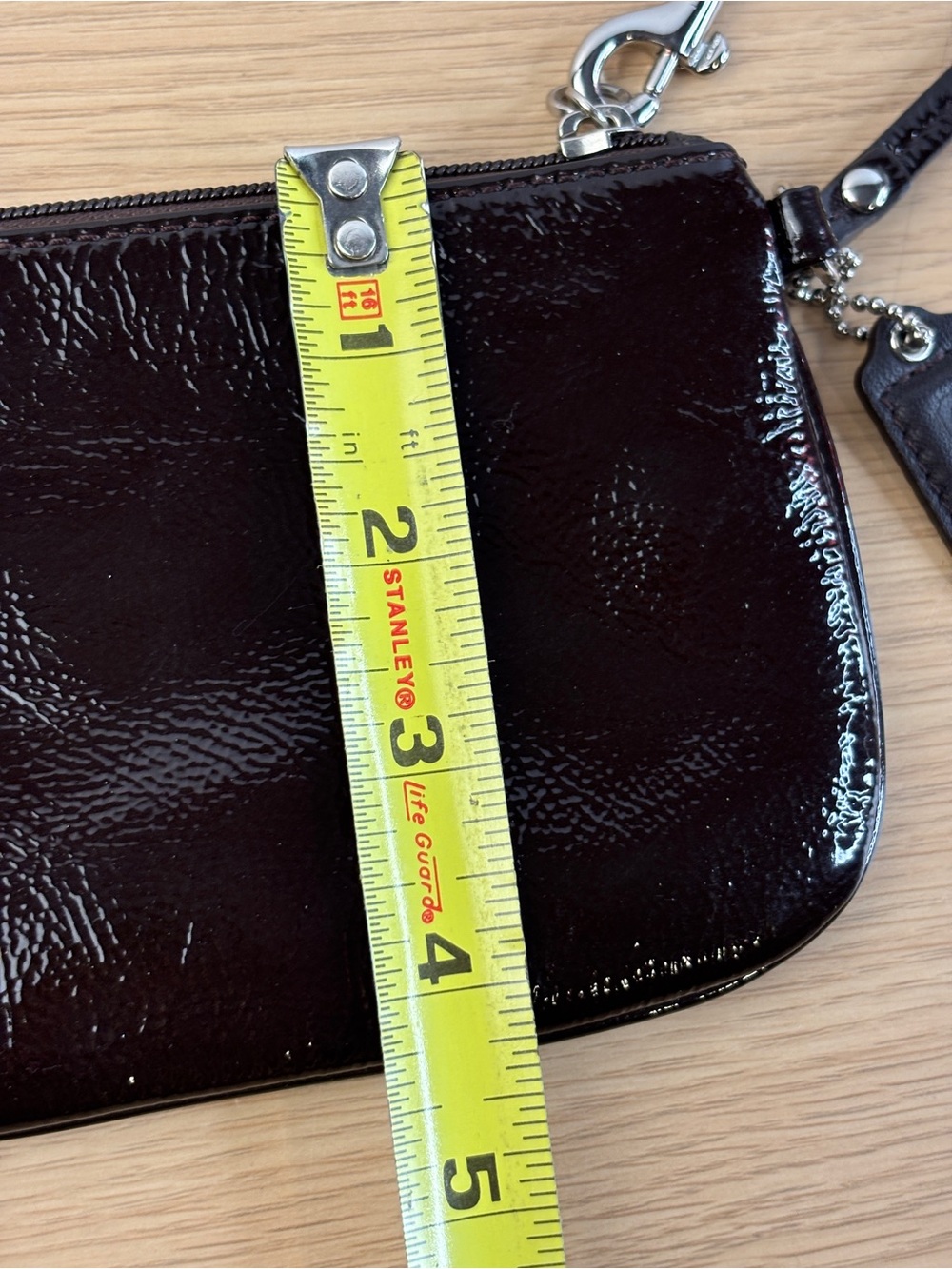 Coach Small Dark Brown Patent Leather Wristlet - Picture 9 of 9